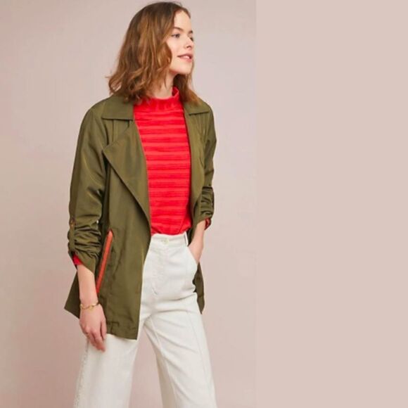 Anthropologie Gisborne Obi Trench Anorak Jacket Green - Picture 4 of 15